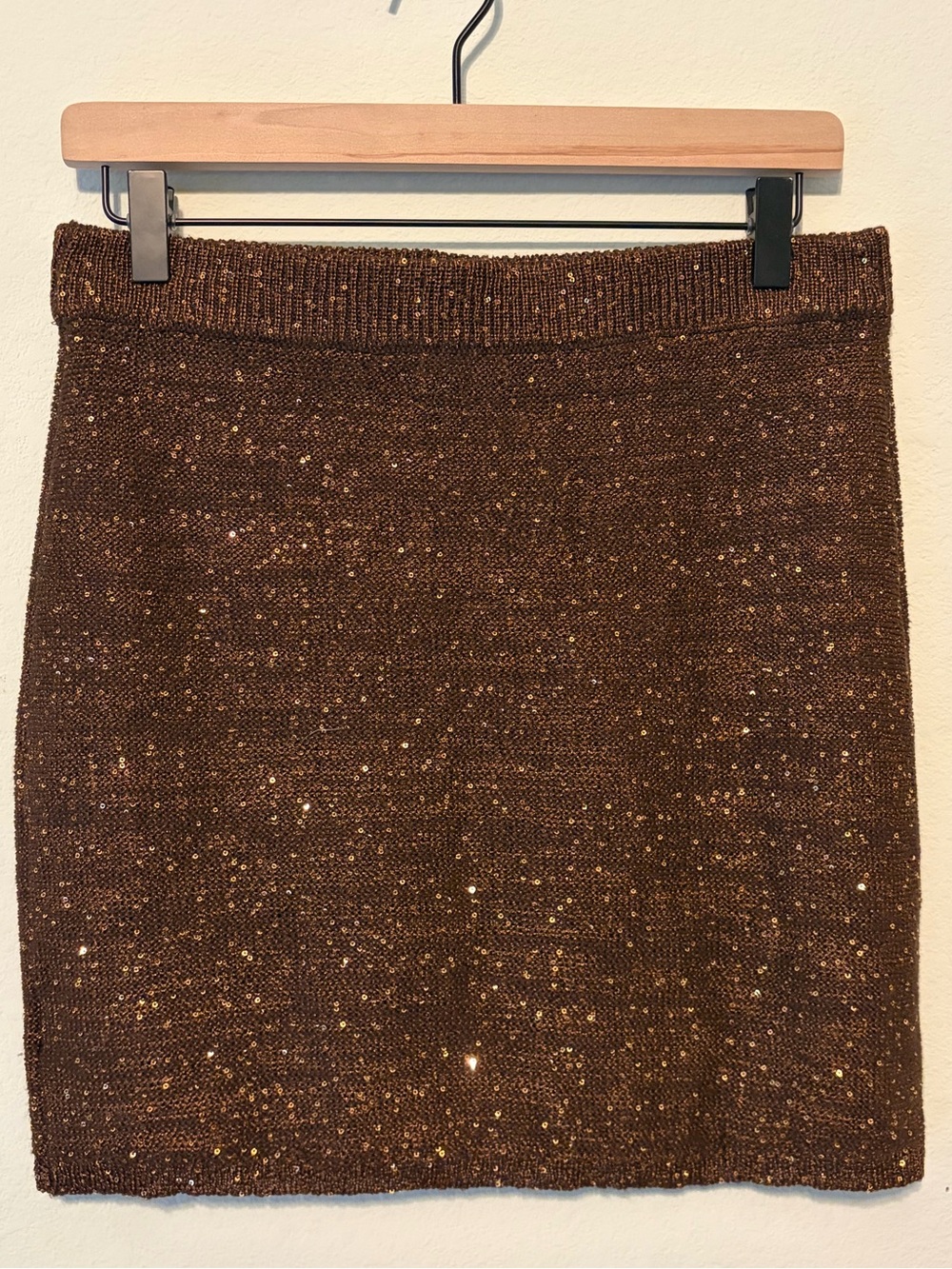 Wild fable Brown and Gold Sequin Knit Mini Skirt